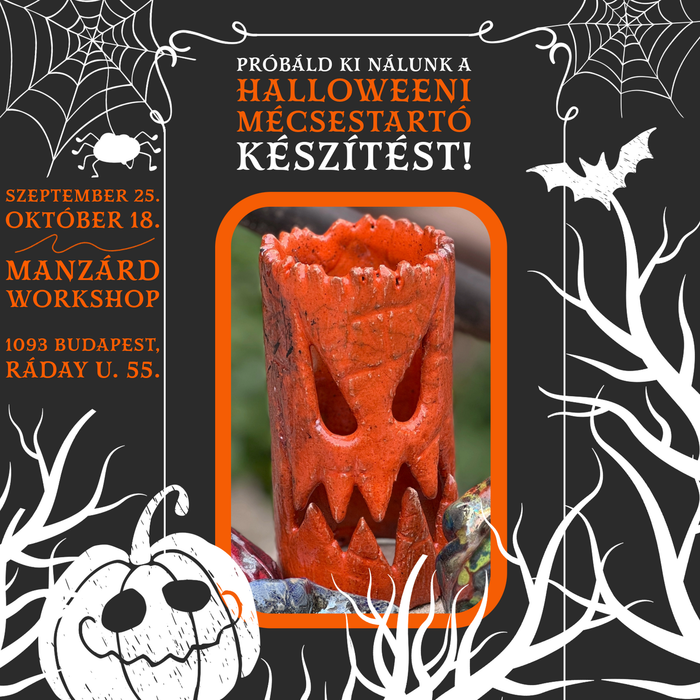 Próbáld ki nálunk a halloweeni mécsestartó készítést! - Nyílt napok a műhelyünkben